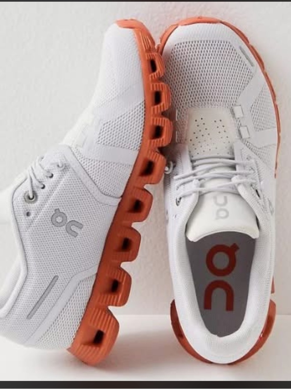 On cloud 5 women size 8.5 White and Orange Cloud-inspired Athletic Shoes